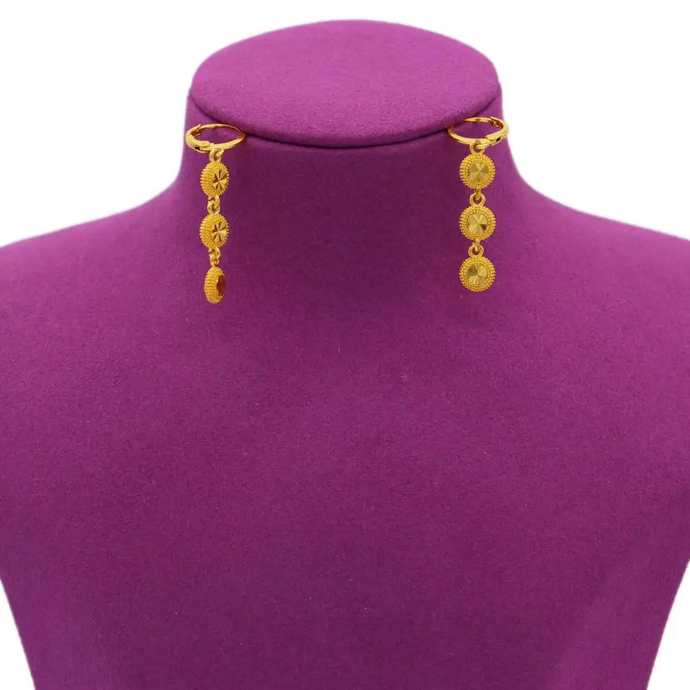 

PINXUN Gold Color Earrings For Women Dubai Arab Bride Wedding Ethiopian Africa Earrings Jewelry Gold Charm Earrings Gifts XTE16