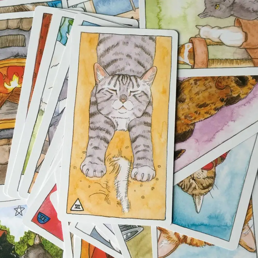 

78pcs Cat Tarot Cards Table Games Card Set tarot Deck PDF Guidebook English Deviant Fate Deck Board Games