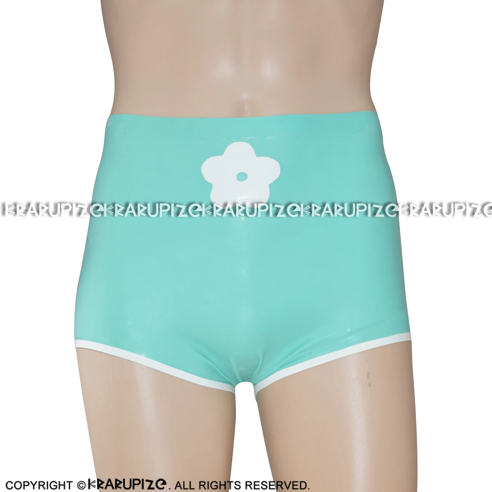 Нефритового зеленого и белого цвета сексуальные латексные трусы с цветочным