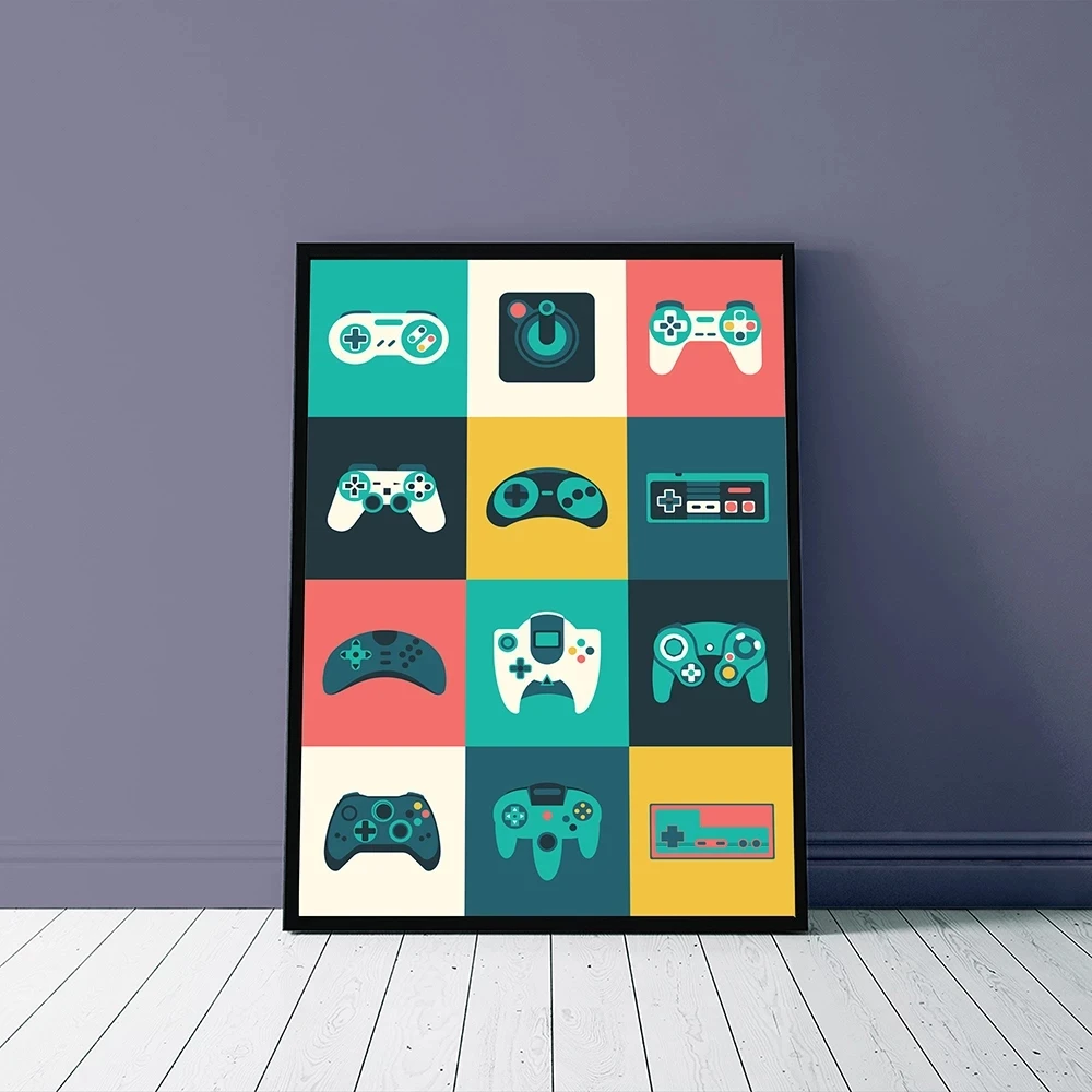 

New Vintage Video Gamepad Gamer Illustration Canvas Painting Wall Art Decoration Posters and Prints for Room Decor Wall Painting