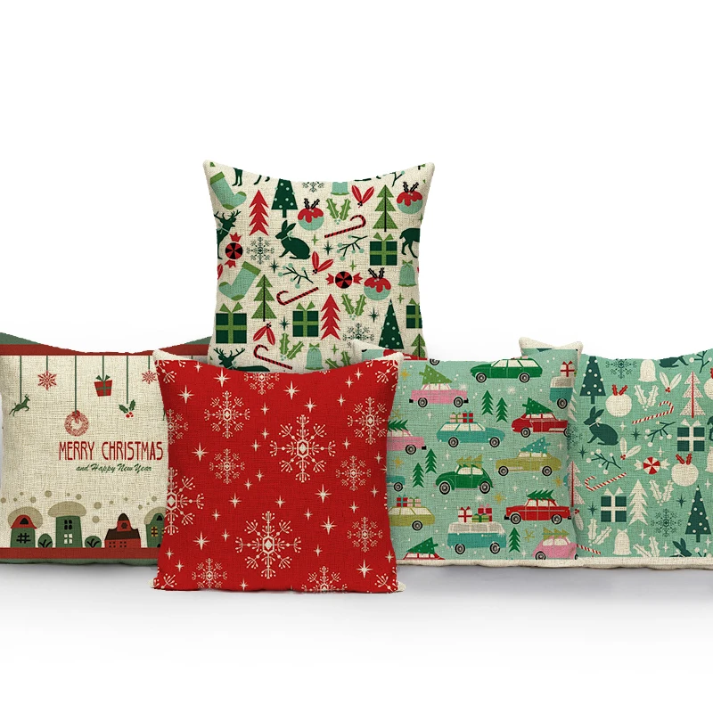

Christmas Pillowcase Santa Claus Elk Pillow Cover Polyester Sofa Car Seat Throw Pillow Case Cushion Cover Office Home Decor