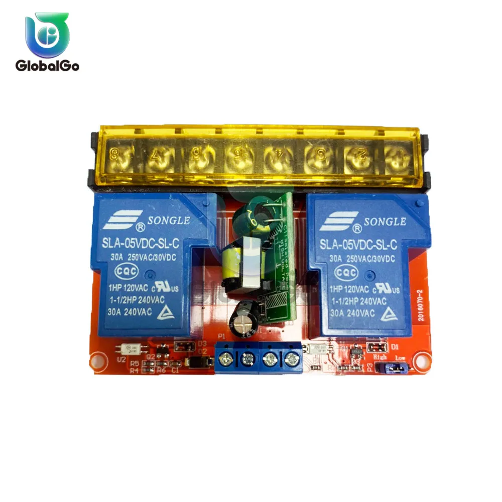 2 канальный релейный переключатель доска 30A высокий и низкий уровень запуска