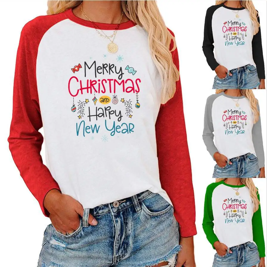 

Женский топ с длинным рукавом, осенне-зимняя футболка с графическим рисунком, эстетичная белая одежда с круглым вырезом, женские футболки с ...