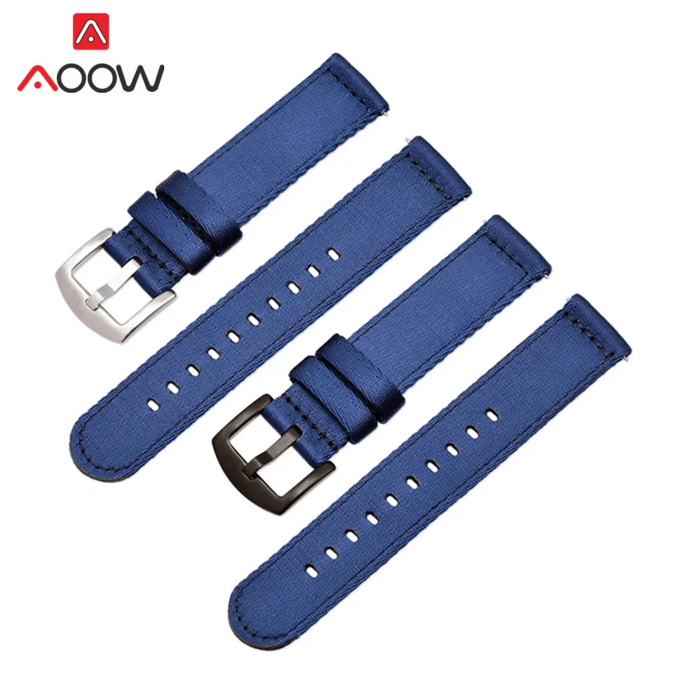 Нейлоновый ремешок 18 мм 20 мм 22 мм 24 мм для samsung Galaxy Watch Active2 40 мм 44 мм gear S2 Active2 huawei холст ремешок для часов браслет