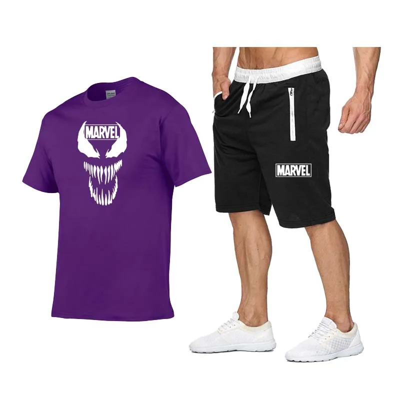Marvell 2019 новая футболка мужские наборы Модный летний хлопковый спортивный костюм