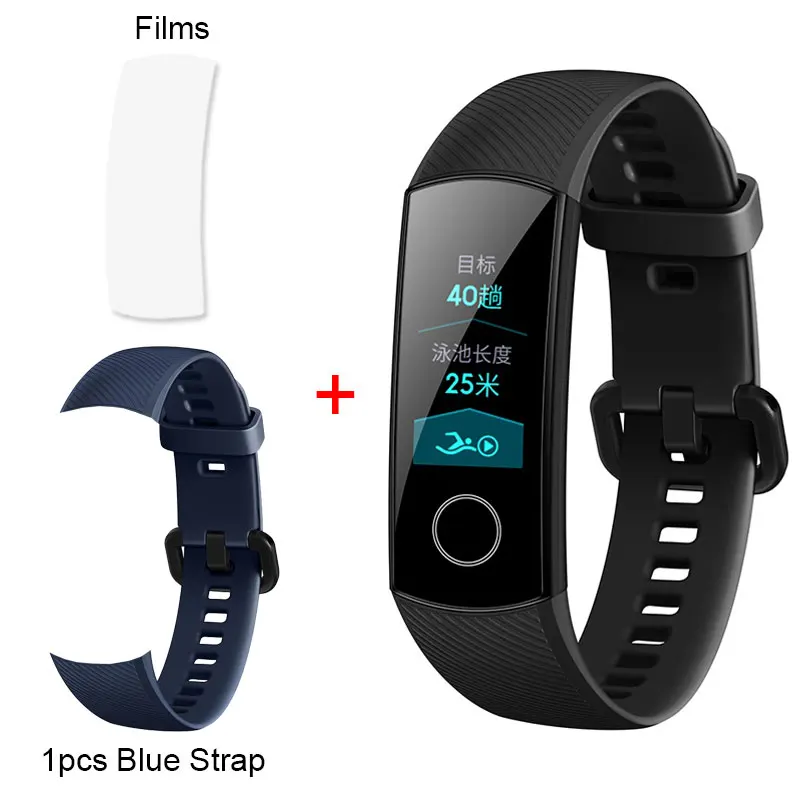 Black Add Blue Strap Honor Band 4 Band 5 Смарт-Браслет фитнес-браслет трекер Водонепроницаемый в реальном времени трекер активности носимые устройства(стандарт - Цвет: Black Add Blue Strap