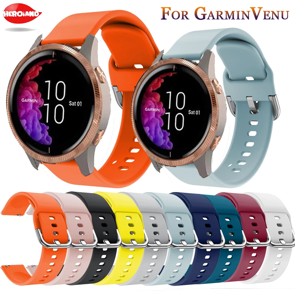 

For Garmin 245 Strap Official Button Silicone Watch Band Sports Strap For Forerunner 245M/645/Vivoactive 3/Venu/Venu SQ Bracelet