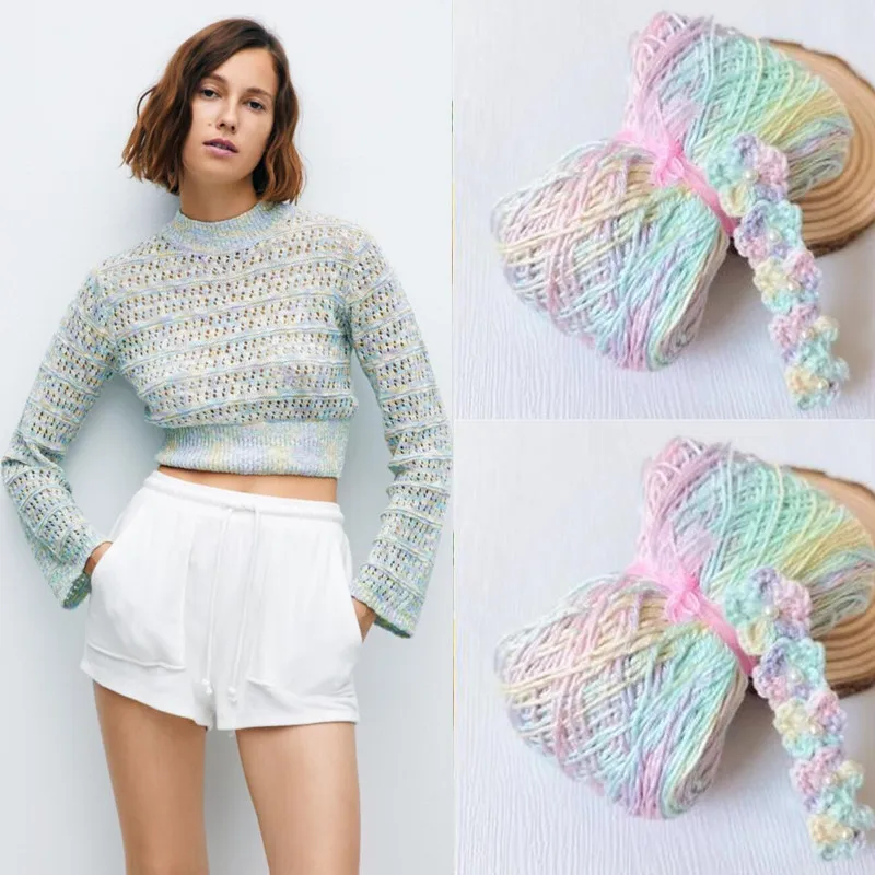 100 г кружевная пряжа сегментная окрашенная мерсеризованная хлопковая шерстяная