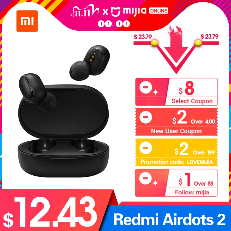 Новый оригинальный Xiaomi Redmi Airdots 2 Наушники вкладыши TWS с шумоподавлением Bluetooth