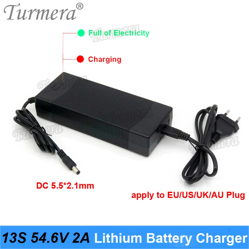 

Turmera 54.6V 2A Lithium Battery Charger CC-CV Mode Smarter Charging Indicator for 13S 48V Electric Bike E-Scooter Batteries Use