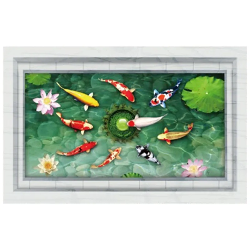 Разноцветные булыжники Прозрачный водяной пруд 3d настенная роспись напольные