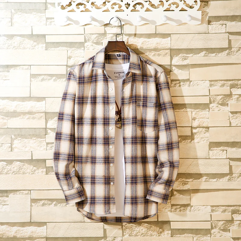 Рубашка Alowen с начесом в клетку фланелевая Хлопковая сорочка длинным рукавом