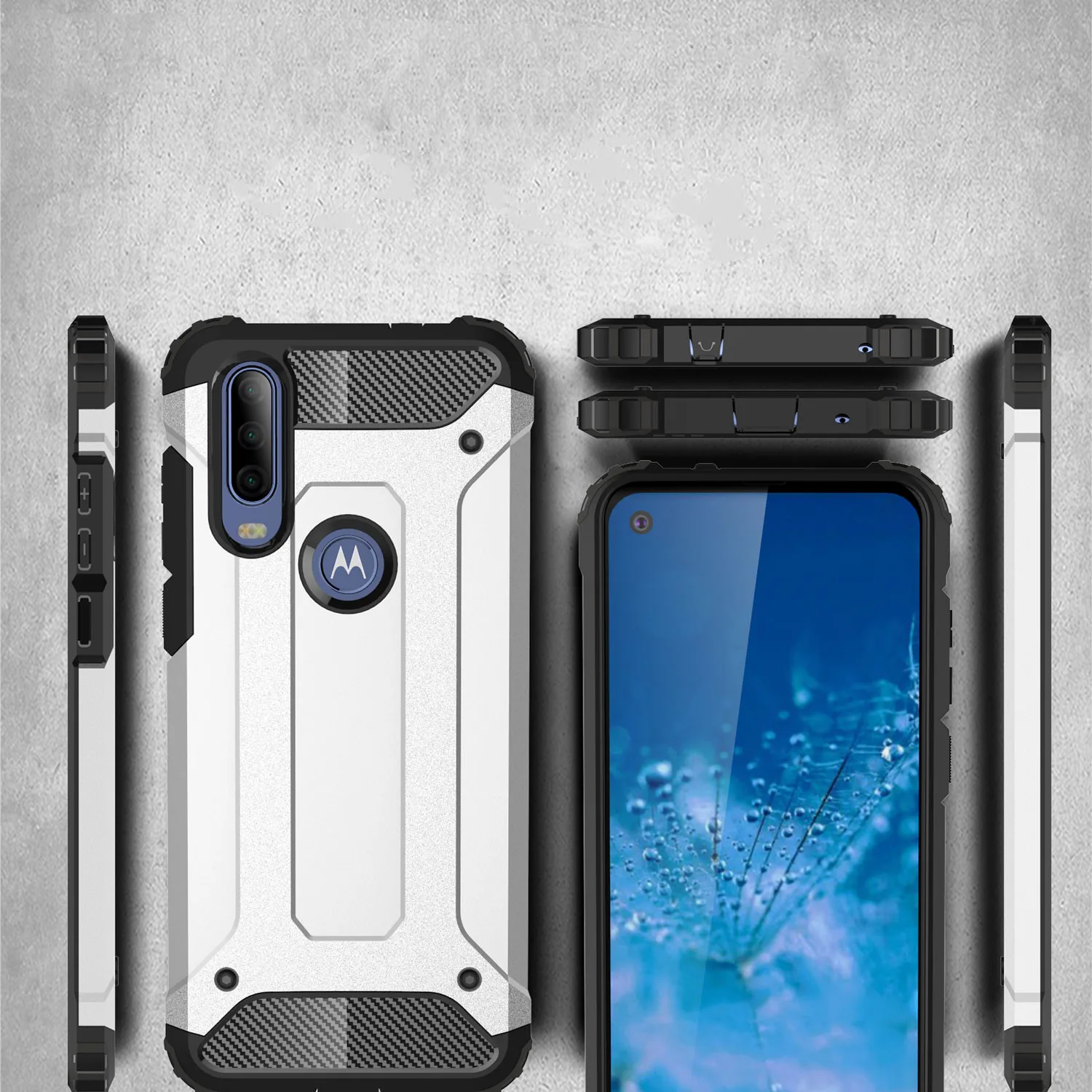 Чехол для Motorola One Action Case 6 3 дюйма тяжелый армированный тонкий жесткий резиновый