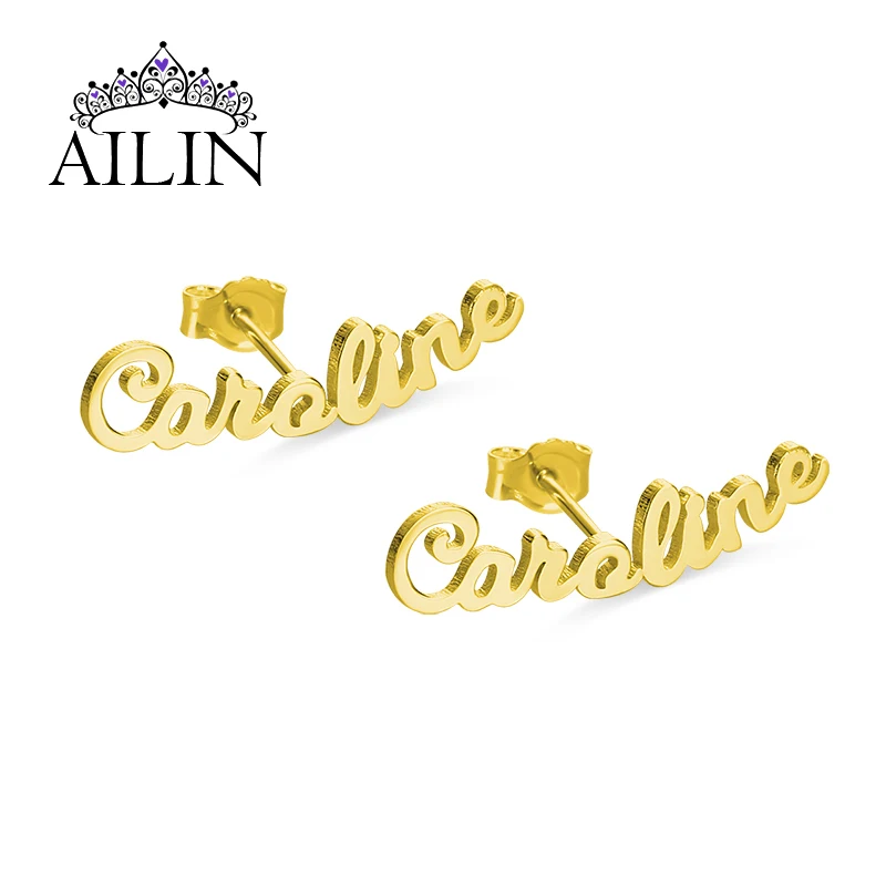 Модные серьги AILIN 2020 женские из нержавеющей стали с именем языка на заказ Женские