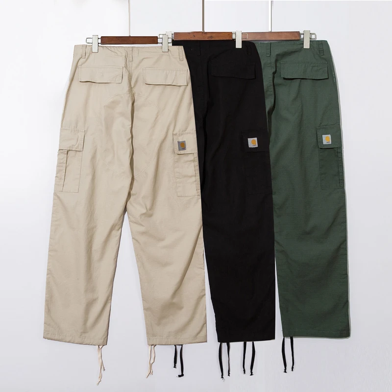 

2021 New Classic LOGO Multi-pocket, Drawstring and Feet Checkered Cloth Tooling Casual Trousers Size: 30.32.34.36