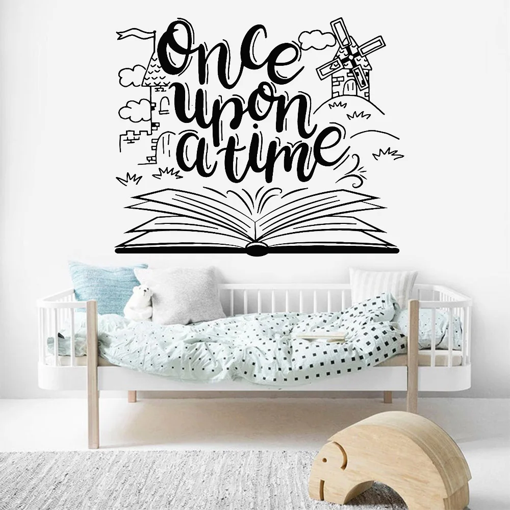 Once Upon A Time Наклейка на стену, детская комната, Сказочная книга, виниловые наклейки на стену, гостиная, украшение для классной комнаты, декор для спальни, C998