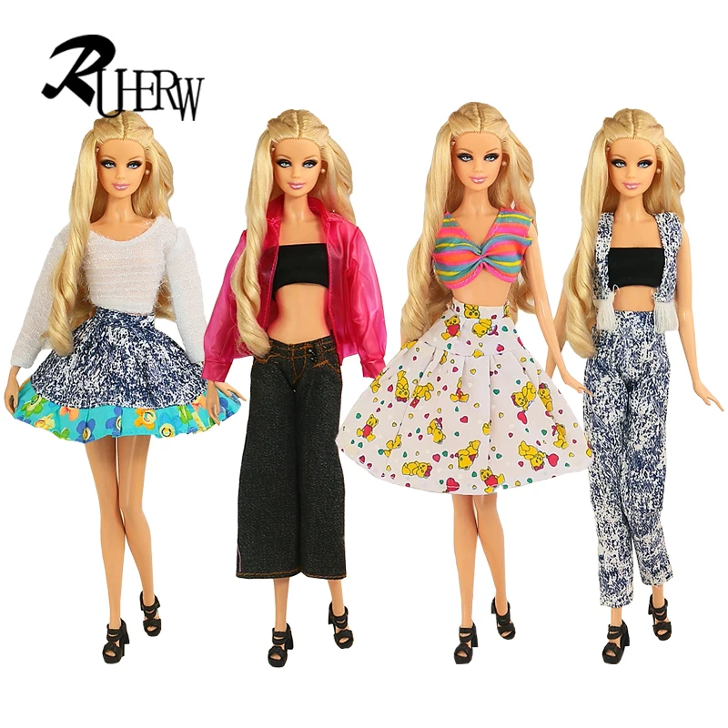 1 шт. Новый Модный комплект одежды Повседневная Одежда для куклы Барби бесплатная
