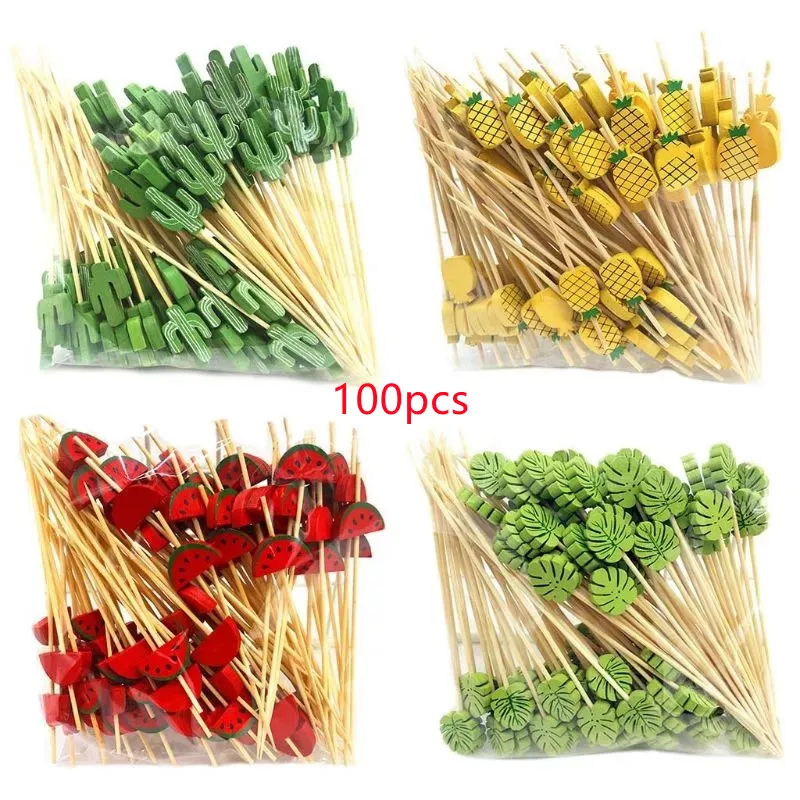

100 Pcs Disposable Bamboo picks Food Fruit Cocktail Handmade Toothpicks Picnic Party Supplies Decoration dropshipping