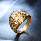 Кольцо мужское, из нержавеющей стали, с масонским орнаментом