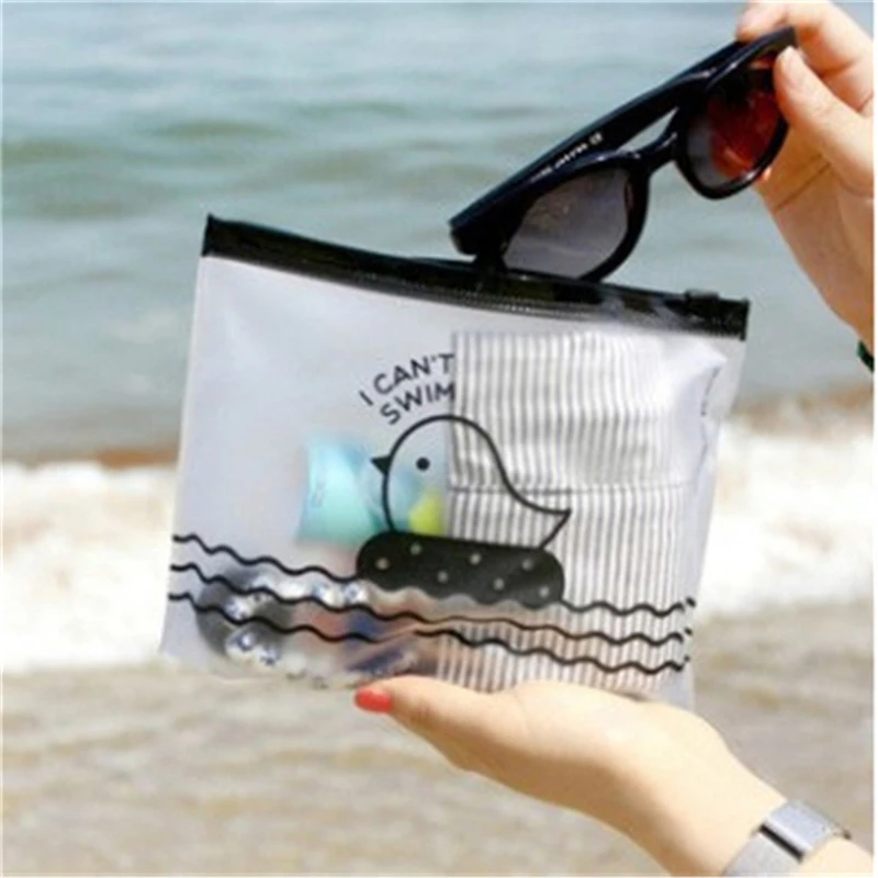 

1 PCS Cute Chicken Semi-Transparent PVC Plastic Travel Make Up Cosmetic Swiming Bags Outdoor Holders