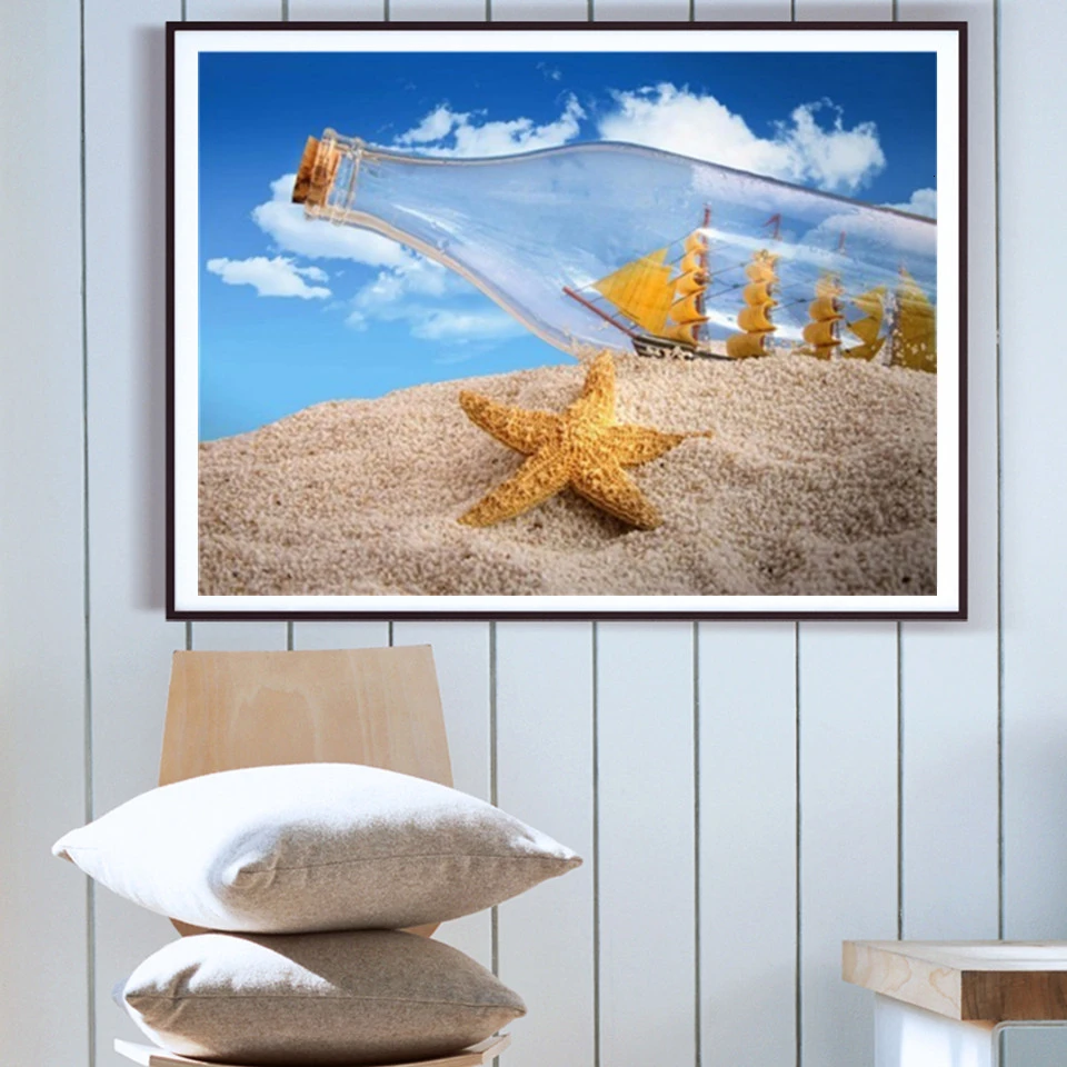 AZQSD рисовать Раскраска по номерам на холст для живописи Наборы Приморский DIY Unframe