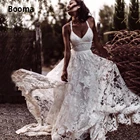 Booma пляжные кружевные свадебные платья с разрезом 2020 открытые Свадебные платья с глубоким вырезом на спине свадебные платья в богемном стиле без рукавов Boho Robe De Marie