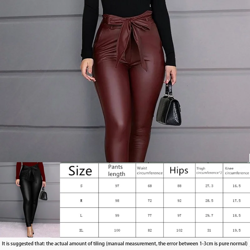 

Spring Women Pu Leather Pants Black Sexy Stretch Bodycon Trousers High Waist Long Casual Pencil S-3XL Winter