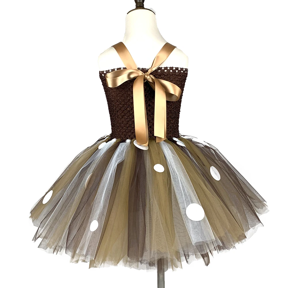 Christmas Deer Kid Tutu Dress Toddler Baby Brown Santa Reindeer Costume for Girls Children Halloween Purim Up Clothes Gift | Детская
