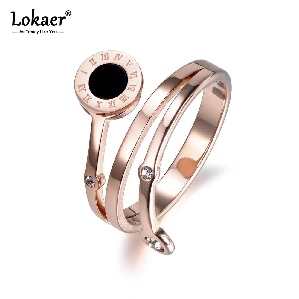 Женское кольцо из нержавеющей стали Lokaer обручальное с мозаикой фианита и