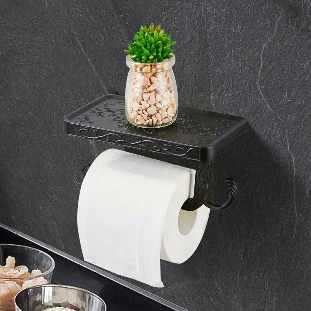 

Bathroom Shelves Antique Bronze Carving Toilet Roll Rack Phone Bathroom Paper Wall Mounted Paper With Holder Shelf E8X2