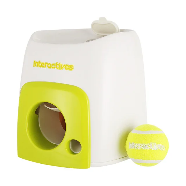 Цвет: желтый Interactive tennis ball awarding machine dog thrower pet toys Pet ball throwing machine Issuing device with ball - Цвет: Цвет: желтый