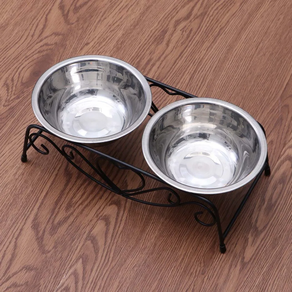 

Dual Stainless Steel Dog Bowl Pet Water Food Feeder Bowl Dog Food Bowl Pet Bowl Size Small