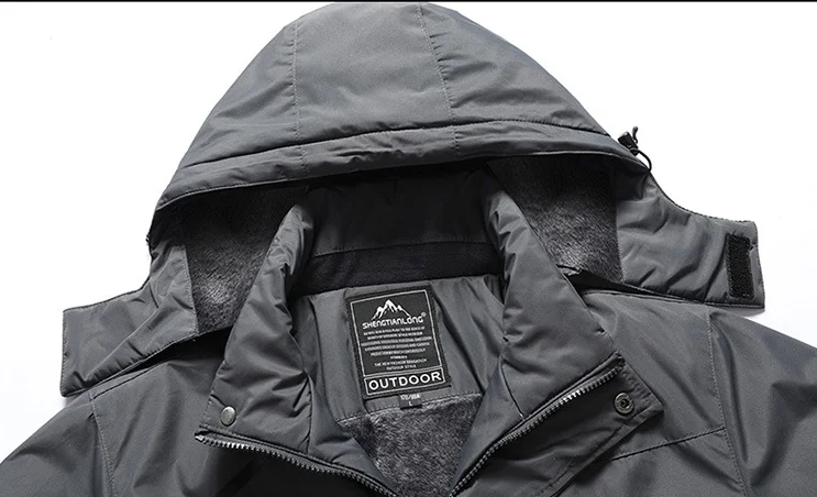 Jacket Men's Winter Plus Velvet Thick Waterproof Windbreaker Outdoor Parkas Men's Sports Mountaineering Clothing 7XL Plus Size