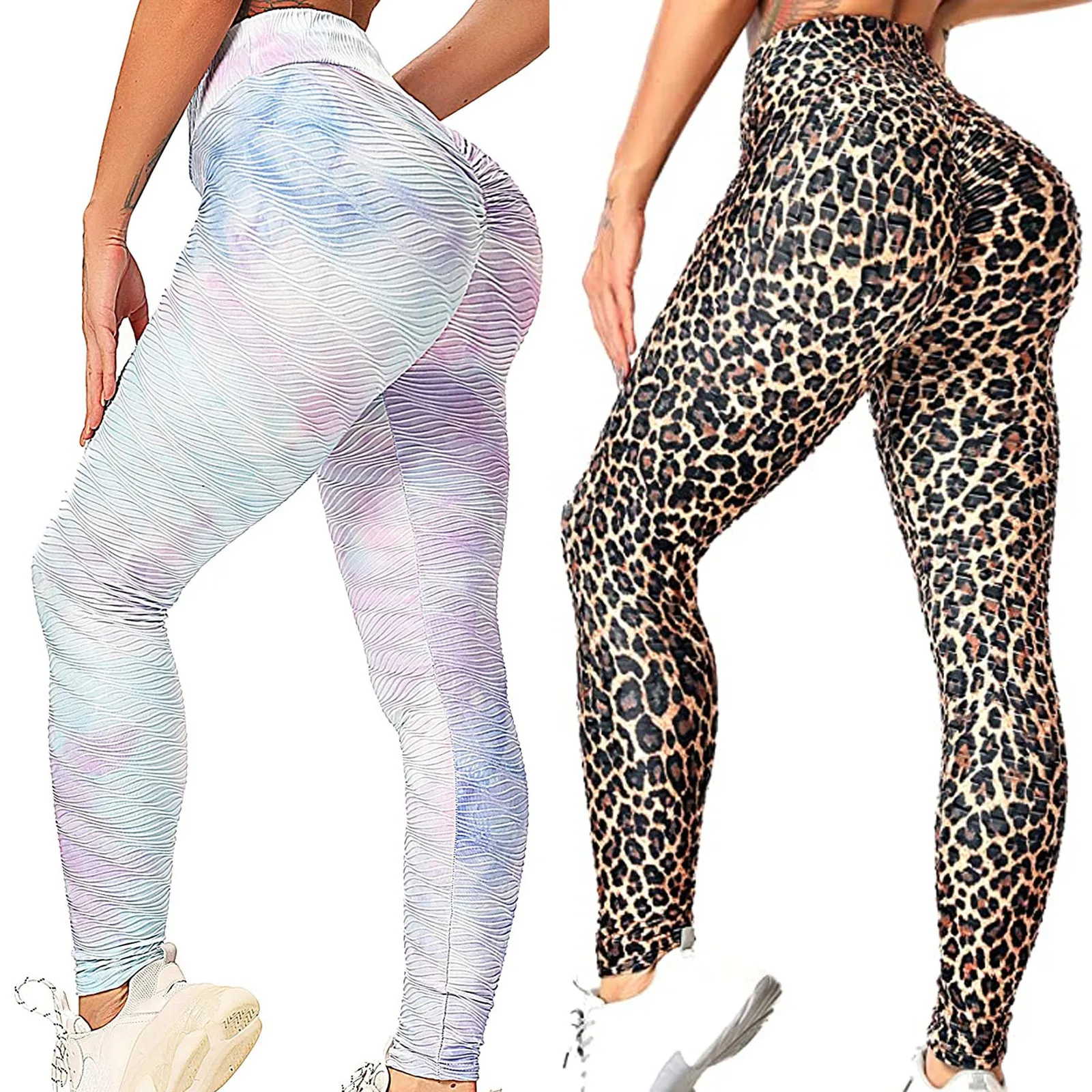 

Ladies Fashion Jacquard Bubble Yoga Pants Printed Breathable Buttocks Fitness Seamless Hip Lifting Trousers yoga spodnie A20