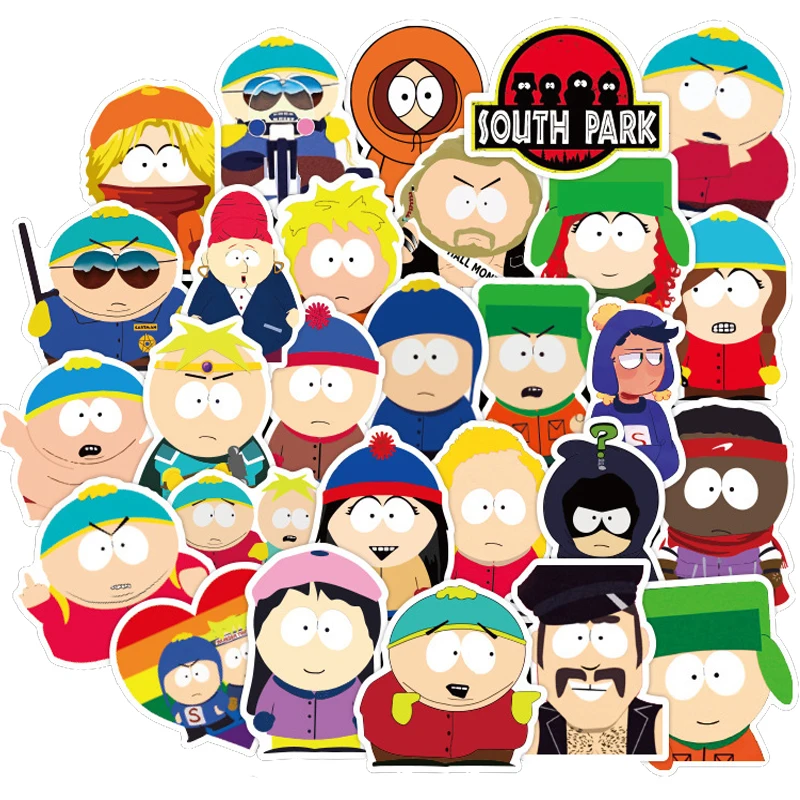 Pegatinas de dibujos animados SouthPark para ordenador port&aacute;til, calcoman&iacute;as impermeables para guitarra, equipaje, monopat&iacute;n, nevera, 10/30/50 Uds.-1