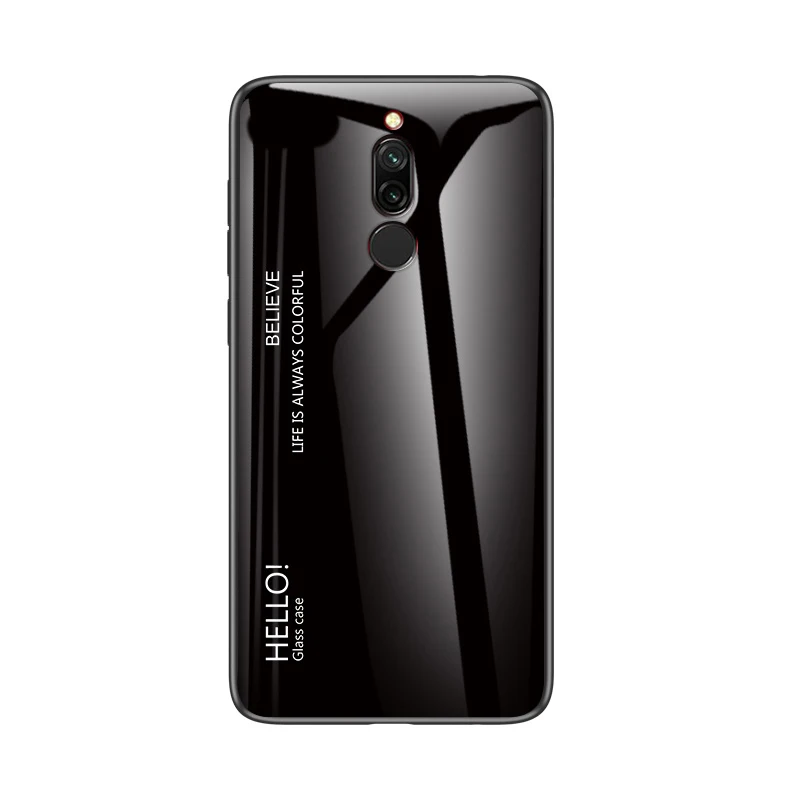 Black Для Xiao mi Red mi Note 5 6 Pro 6A 7 Чехол из закаленного стекла с градиентом для Xiaomi mi 8 A2 Lite A1 9 mi 8 mi 6 mi 9 Pocophone F1 чехол - Цвет: Black