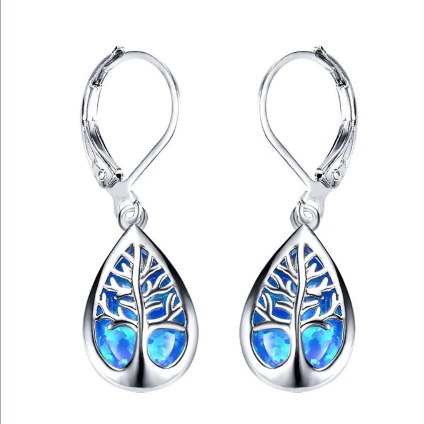 

Popular Silver Plated 2 Colors Opalite Opal Water Drop Earrings for Women Anniversary Gift Jewelry