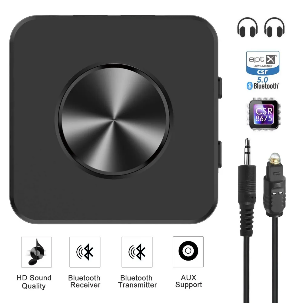 

Wireless Bluetooth 5.0 CSR8675 Aptx HD low latency adapter optical SPDIF Aux stereo 3.5mm audio TV transmitter speaker receiver