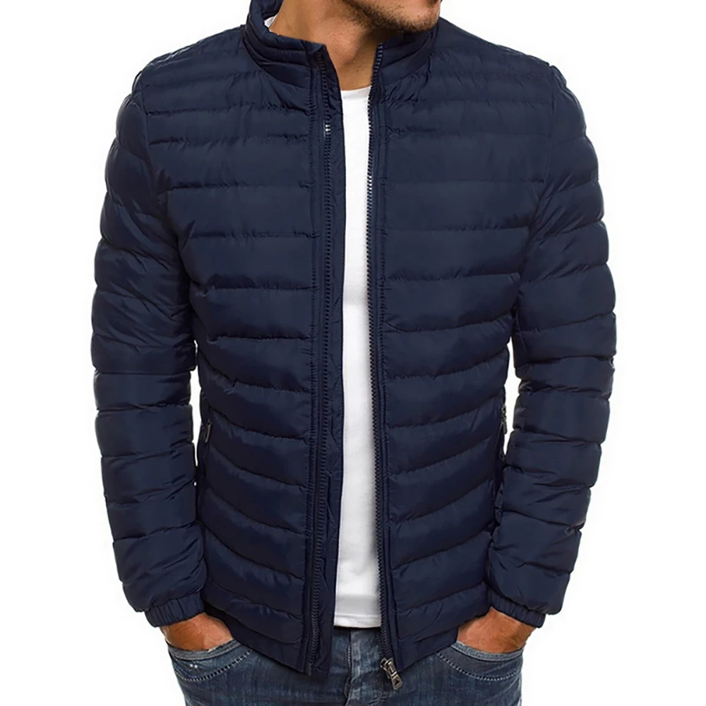 navy blue 2 Новинка, модные тонкие пальто, парки, Мужские Легкие ветрозащитные складывающиеся куртки, одноцветные зимние теплые мужские куртки в стиле хип-хоп, верхняя одежда - Цвет: navy blue 2