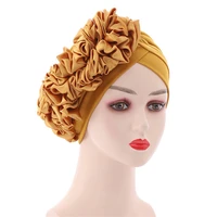 new big flowers turban cap for women muslim headscarf bonnet african headtie india hat female head wraps turbante mujer