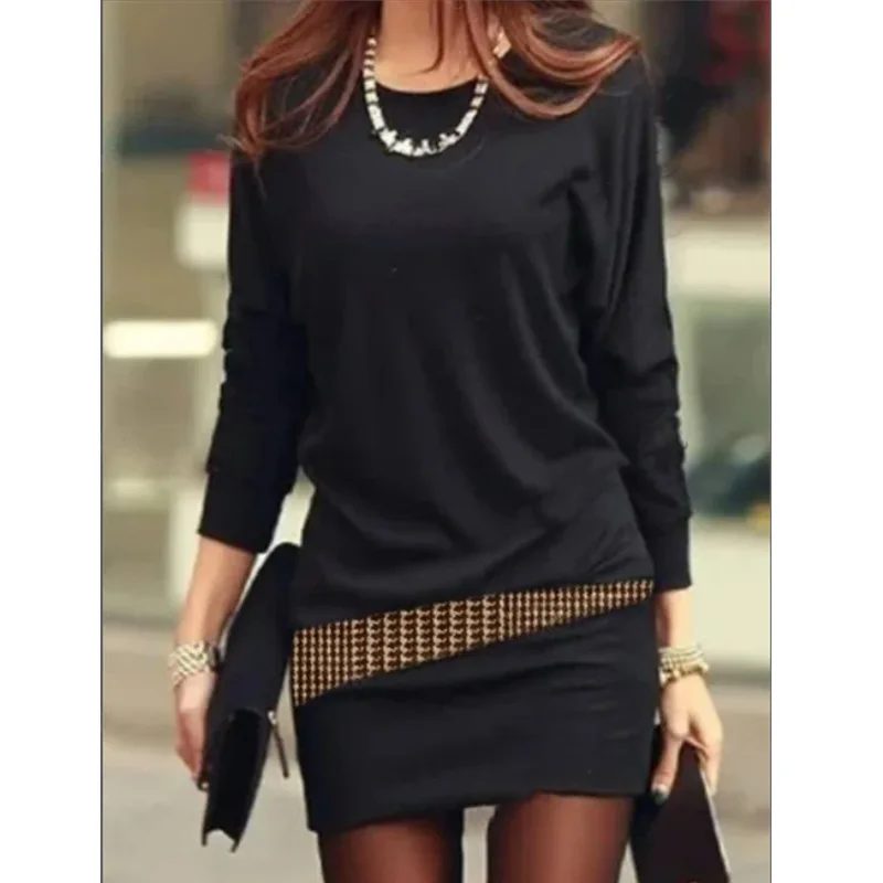 Женское платье с длинным рукавом летучая мышь свободное повседневное однотонное