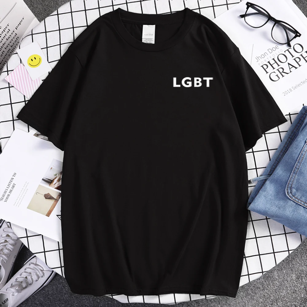 Фото Белая мужская футболка с принтом алфавита для лесбиянок креативная