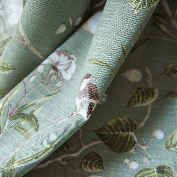 

2021 American Pastoral Country Curtain French Window Cotton Linen Custom Curtain Fabric Curtains for Living Dining Room Bedroom