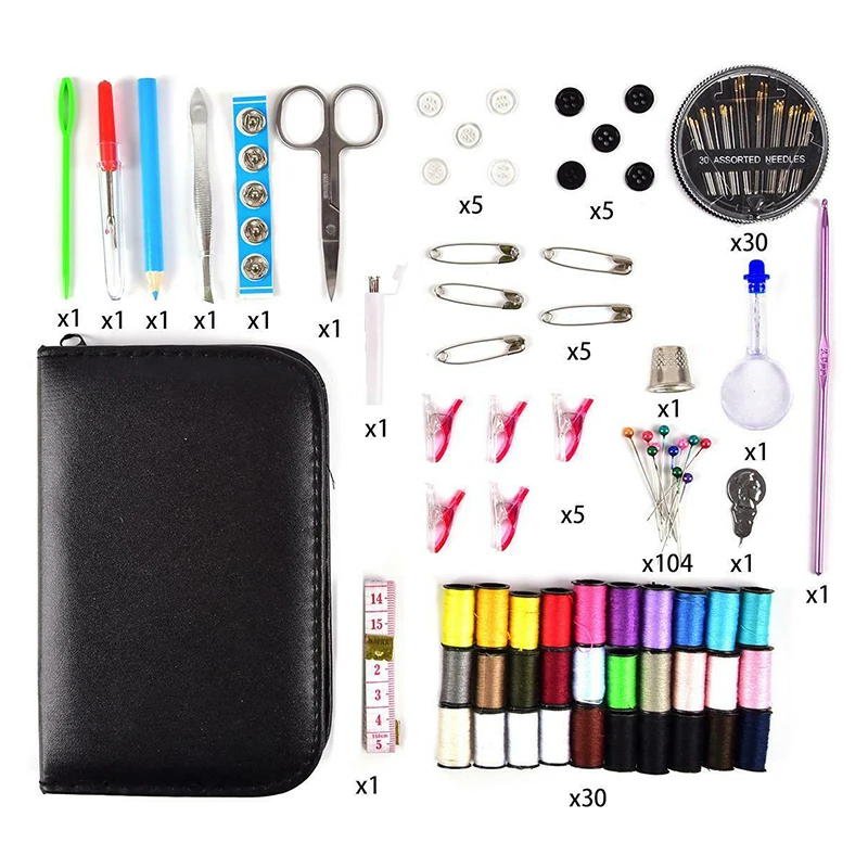 

200Pcs/set Mini Sewing Kit Thread Scissors Tape Pins Thimbles Needle for Home Travel BJStore