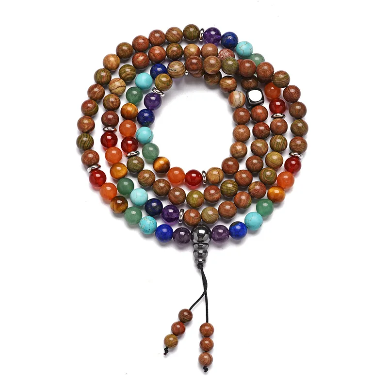 

2021 New 108 Buddhist Rosary Bracelets Yoga Mala Bracelets Chakra Heart Bracelet Bijoux