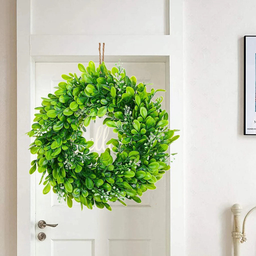 

Simulation Leaf Garland Boxwood Wreath Round for Front Door Leaf Decoration Wreaths Door ing Spring Decor Photo Props