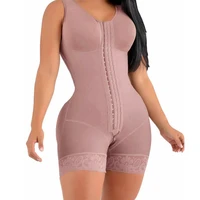 rosybrown women full bodysuit with 3 rows of hooks and eyes skims tummy control postpartum butt lift shaper fajas colombianas