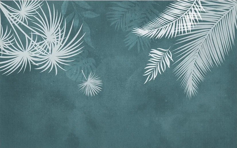

Customized modern hand drawn tropical plants leaves mosaic, seamless background wallpaper mural