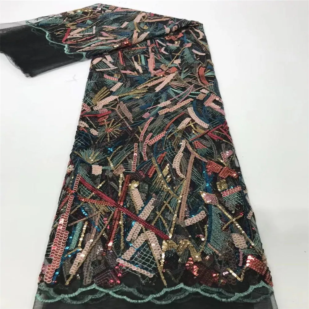 

Soso African Sequins Lace Fabric 2020 High Quality Lace French Nigerian Embroidered Lace Fabrics For Wedding Party Sewing