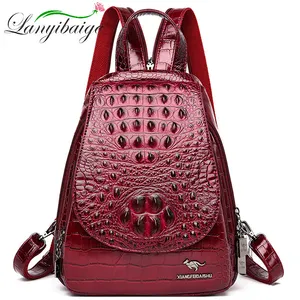 Женский рюкзак, модный кожаный рюкзак из крокодиловой кожи, кожаный рюкзак для девочек-подростков, сумки на плечо, Sac A Dos ladys, школьная сумка из искусственной кожи